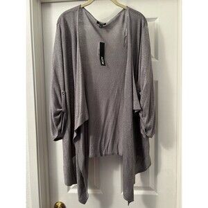 APT. 9 Women's Long Sleeve Silver Sparkly Open Front Lightweight Sweater Size 2X